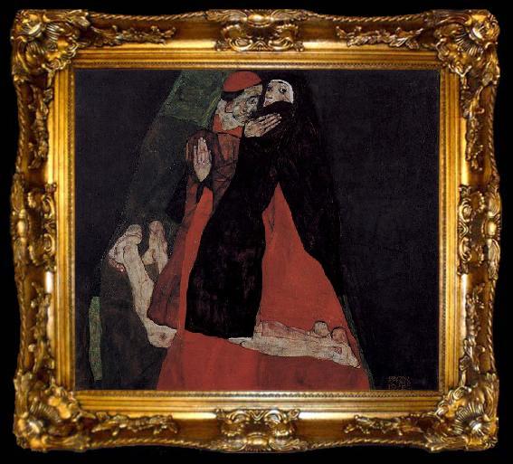 framed  Egon Schiele Kardinal und Nonne oder Die Liebkosung, ta009-2